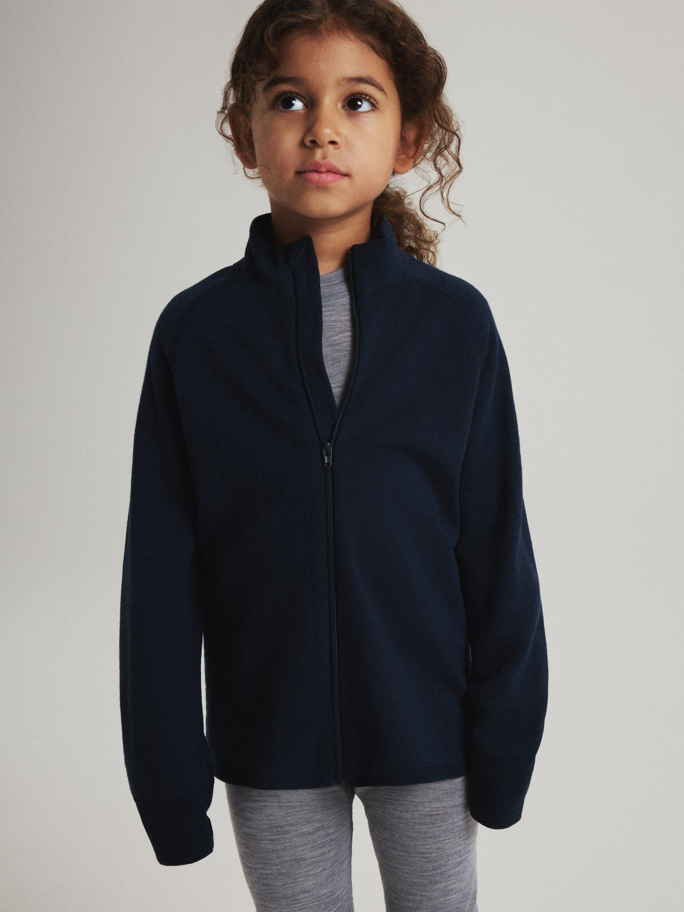 Polarn O. Pyret Blue Jacket Merino Wool Terry