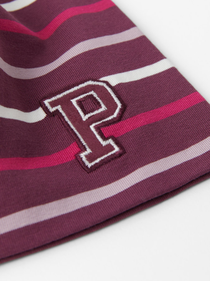 Multistripe beanie with "P" appliqué Multistripe beanie with "P" appliqué