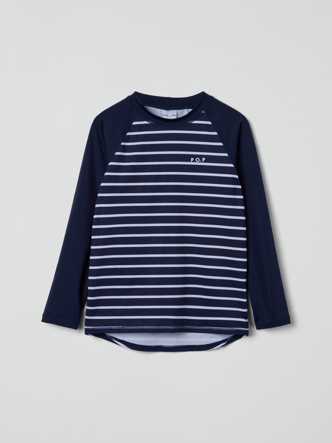 Long-sleeved striped UV top