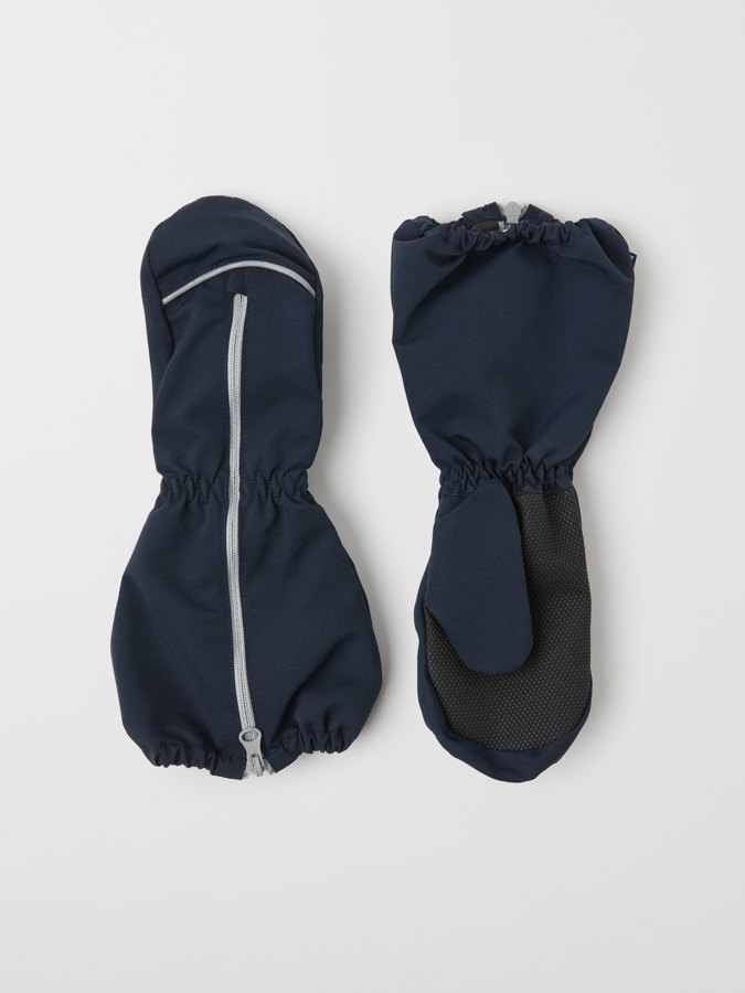 Shell mittens with zipper