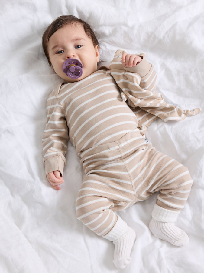 Striped bodysuit with envelope neckline