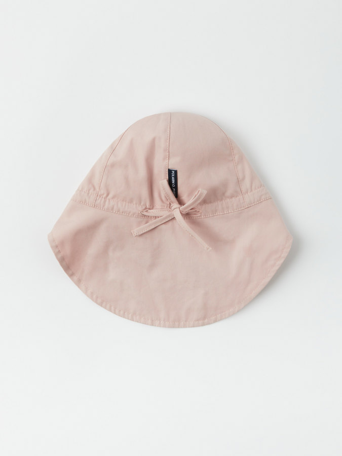 Woven UV cap with ears in solid color