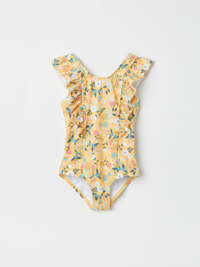 Swimsuit with ruffles and floral print