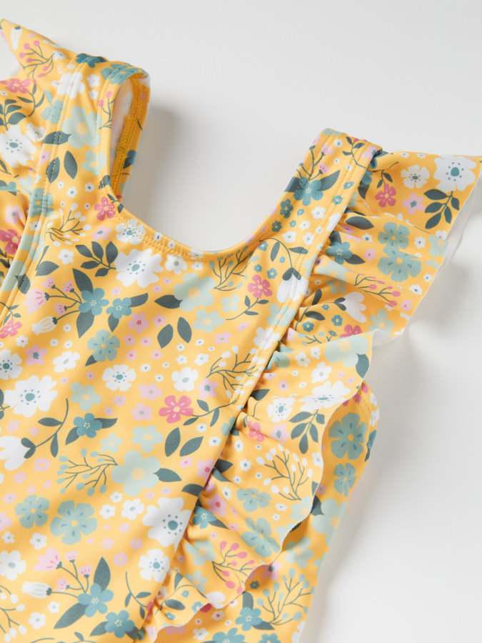 Swimsuit with ruffles and floral print