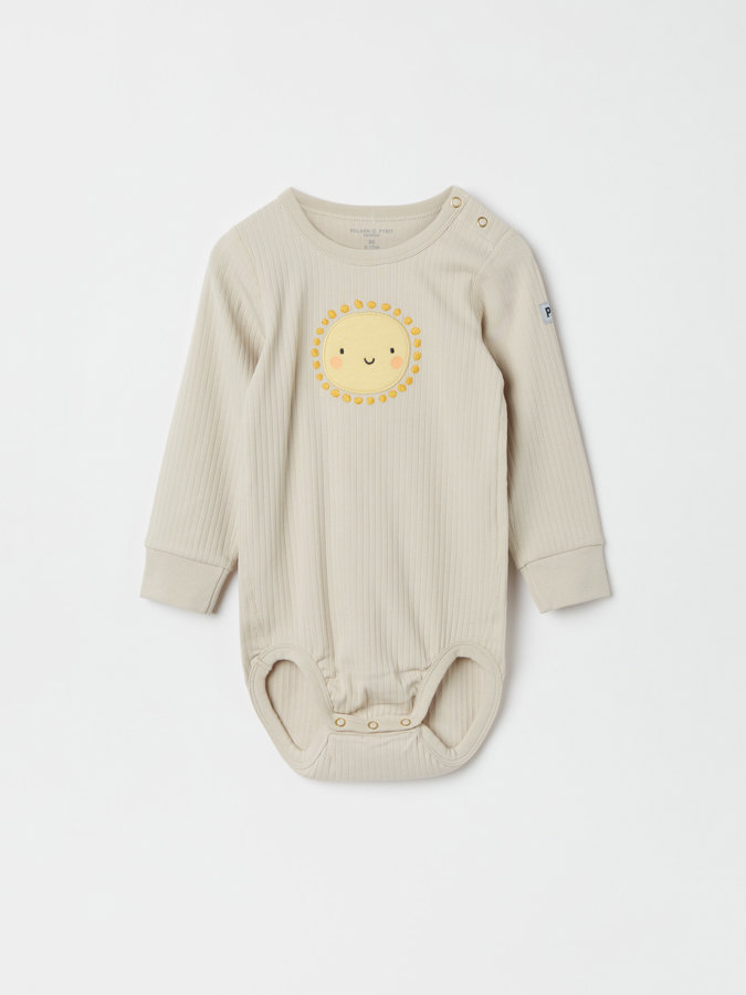 Ribbed babygrow with sun appliqué