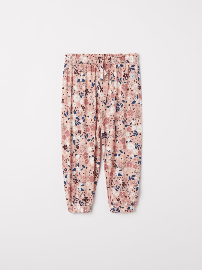 Trousers in viscose with floral print