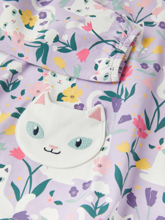 Top with pockets and cat print