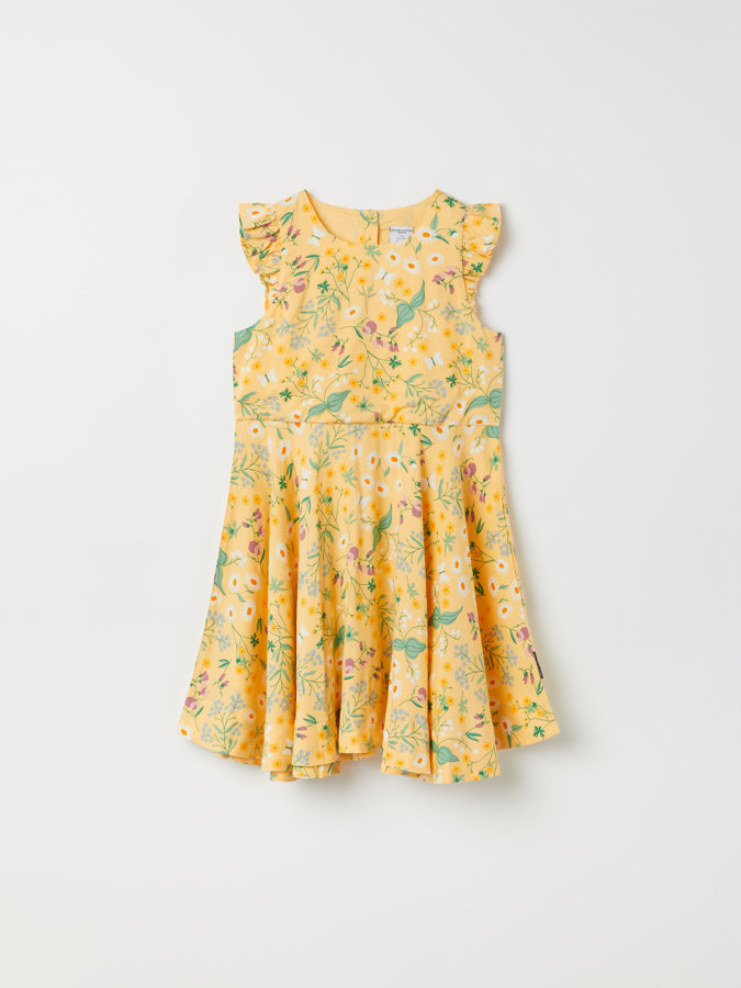 Short-sleeved twirl dress with floral print