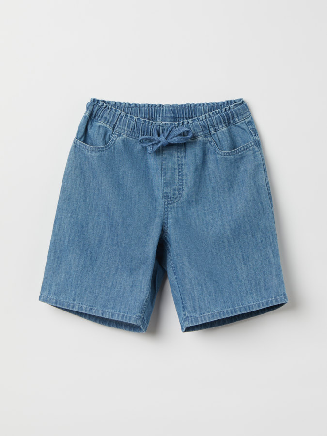Solid color denim shorts