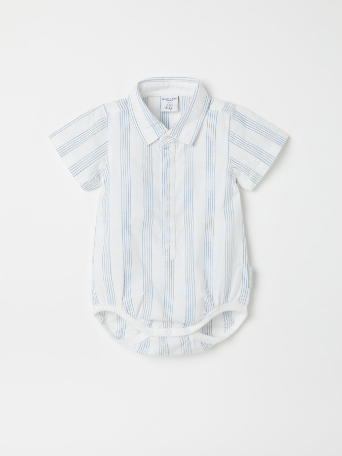 Striped, short-sleeved shirt babygrow
