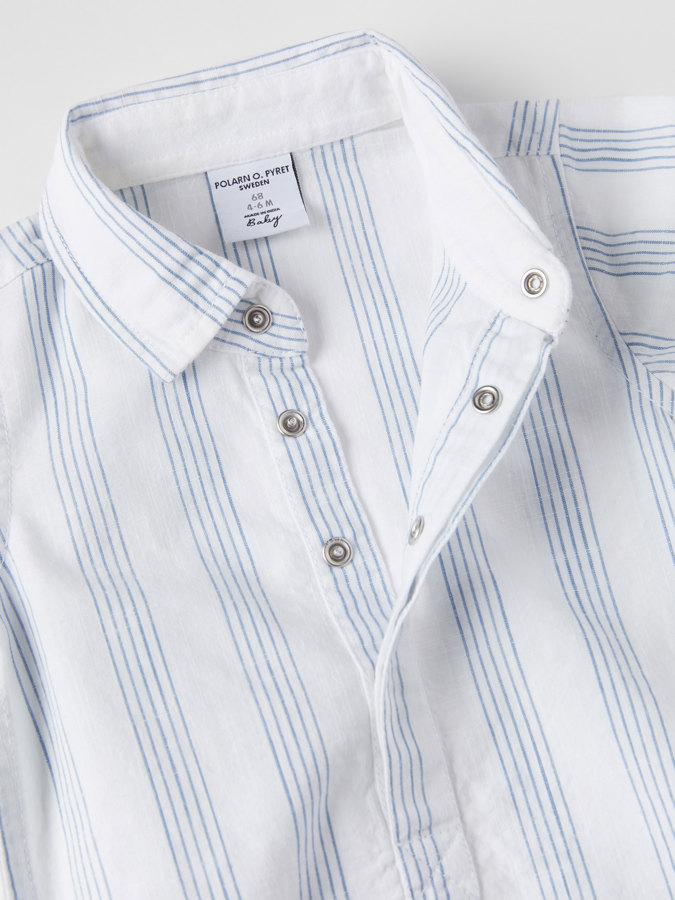 Striped, short-sleeved shirt babygrow