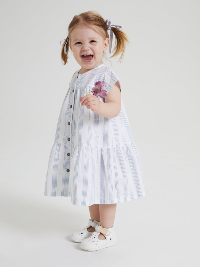 Striped, short-sleeved dress