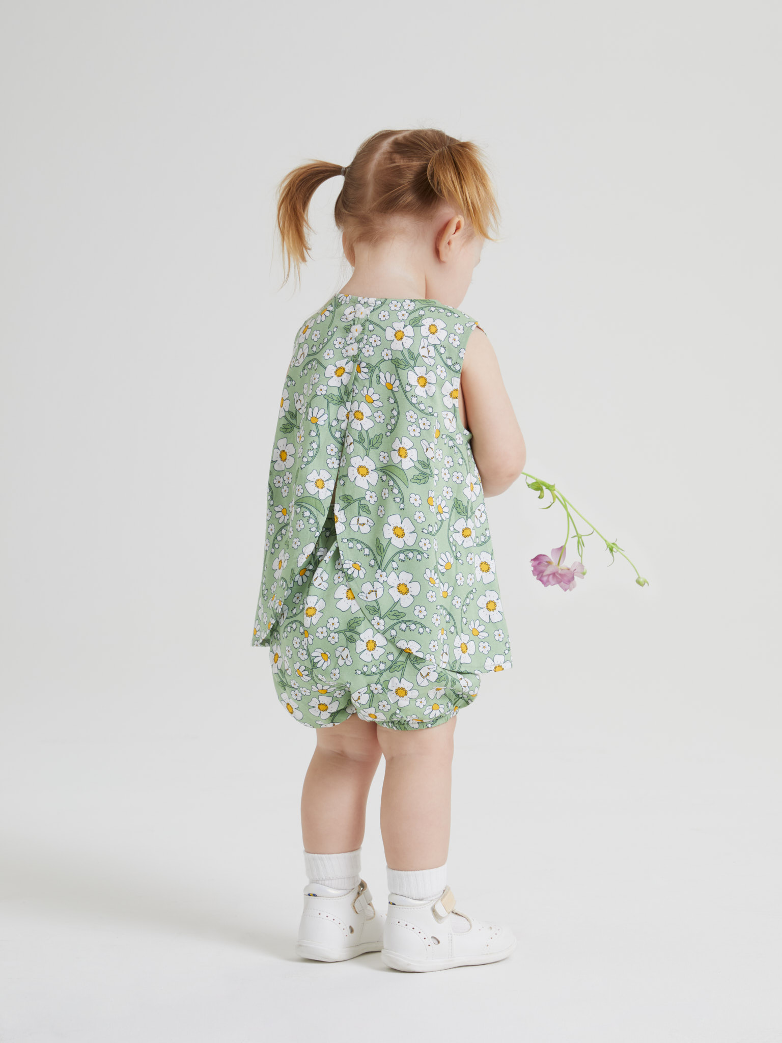 Polarn O. Pyret Green Floral Top And Trousers Set
