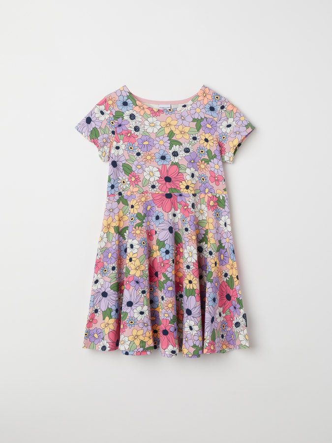 Short-sleeved floral twirl dress