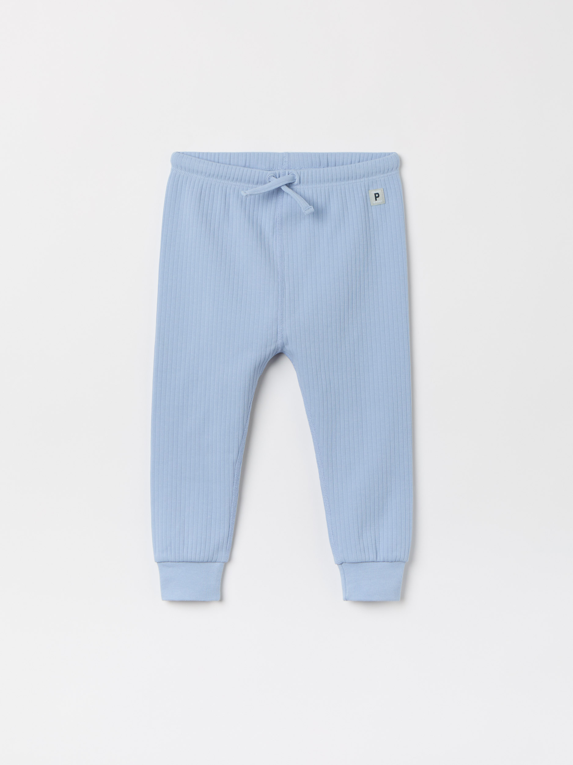 Polarn O. Pyret Blue Ribbed Trousers With Bee Appliqué