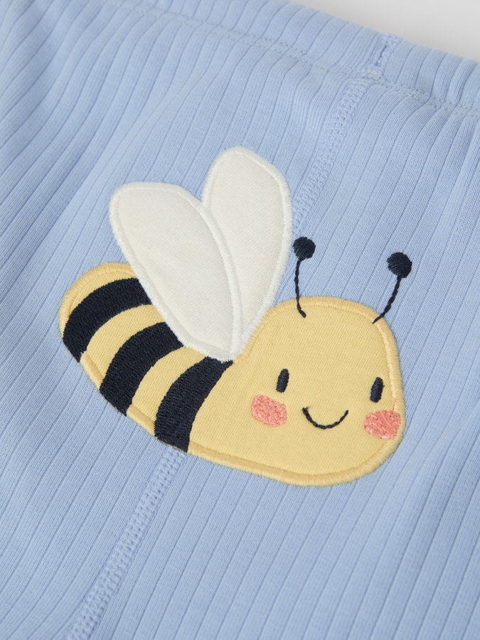 Ribbed pants with bee appliqué