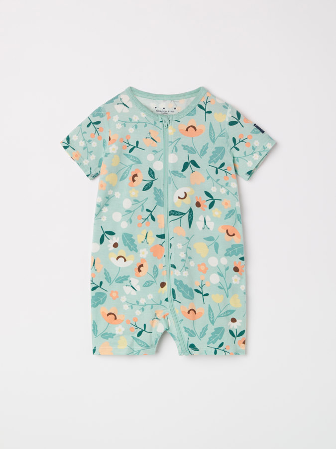 Short-sleeved sleepsuit with floral print