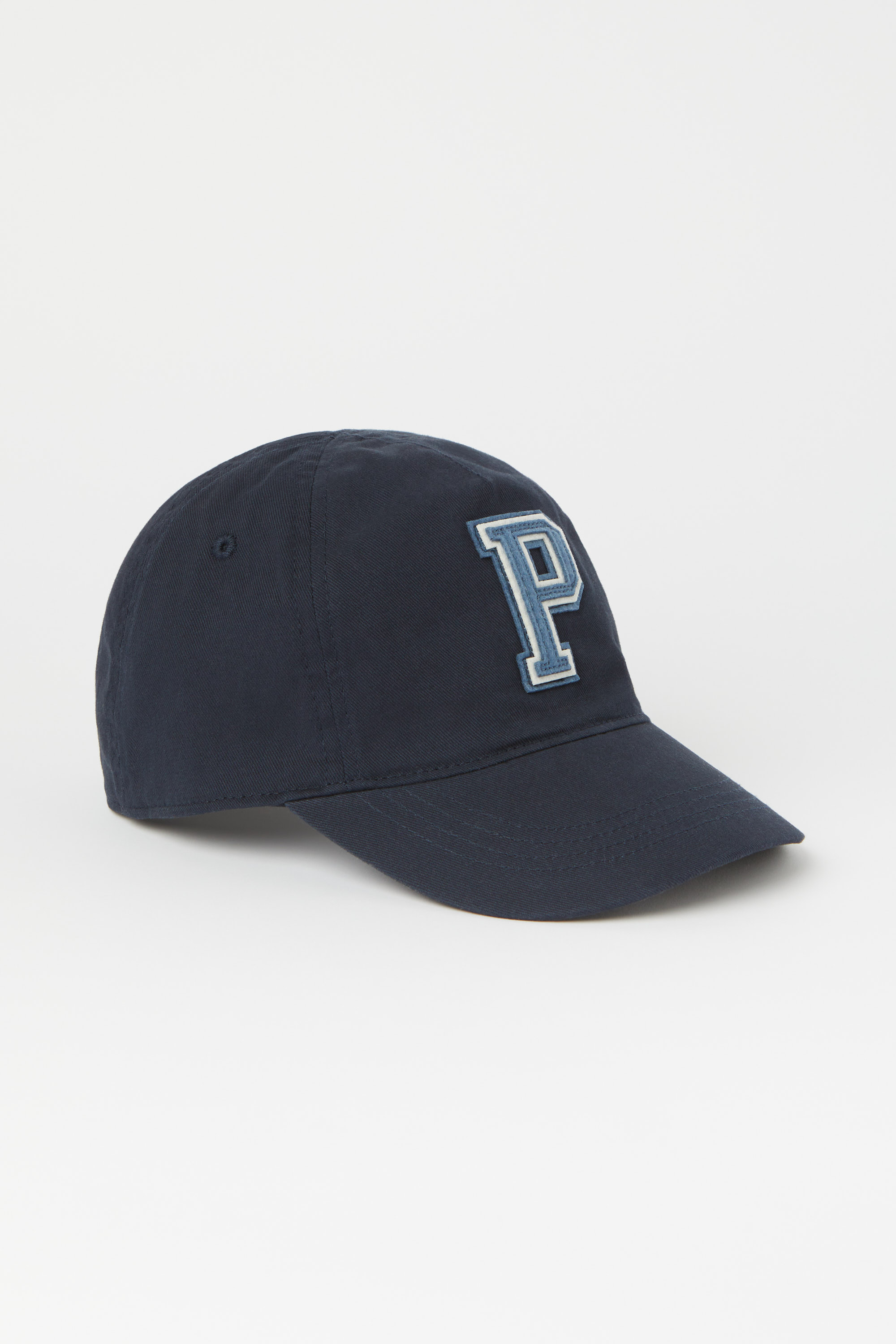 Polarn O. Pyret Blue Cap With "P" Appliqué In Solid Color