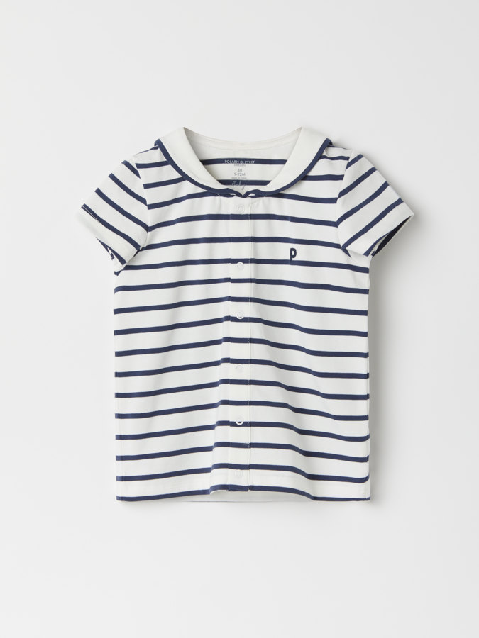 Striped, short-sleeved sailor shirt
