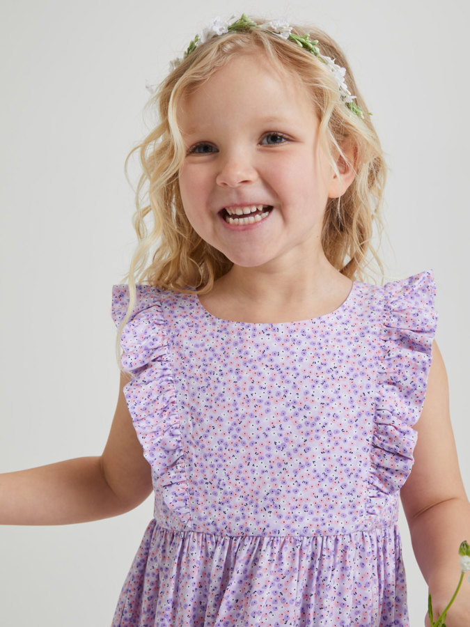 Ruffle dress with small floral print
