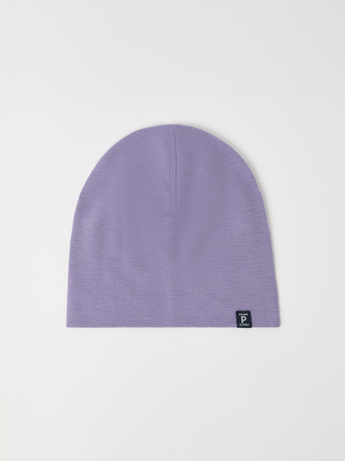 Solid color merino wool beanie