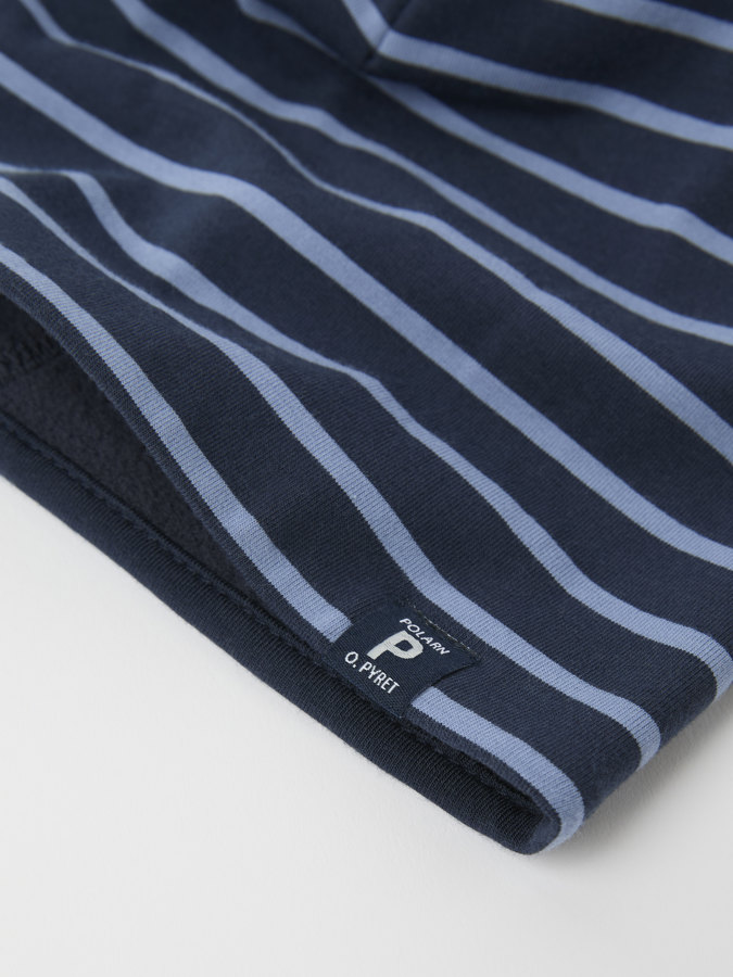 Striped jersey beanie with fleece lining