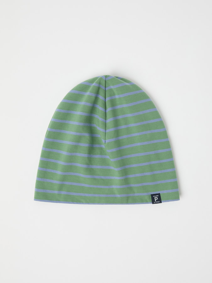 Striped jersey beanie with fleece lining