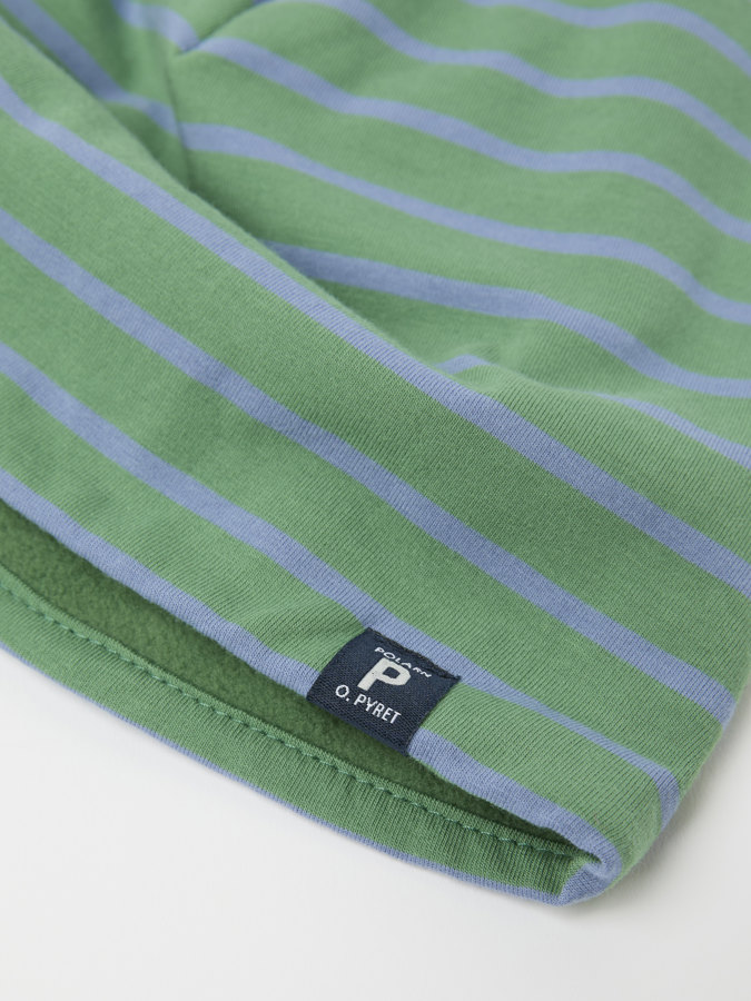 Striped jersey beanie with fleece lining