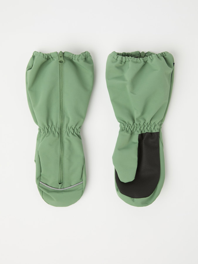 Solid color zip shell mittens