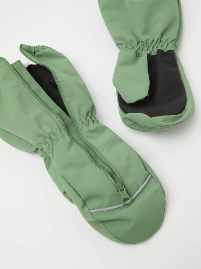 Solid color zip shell mittens
