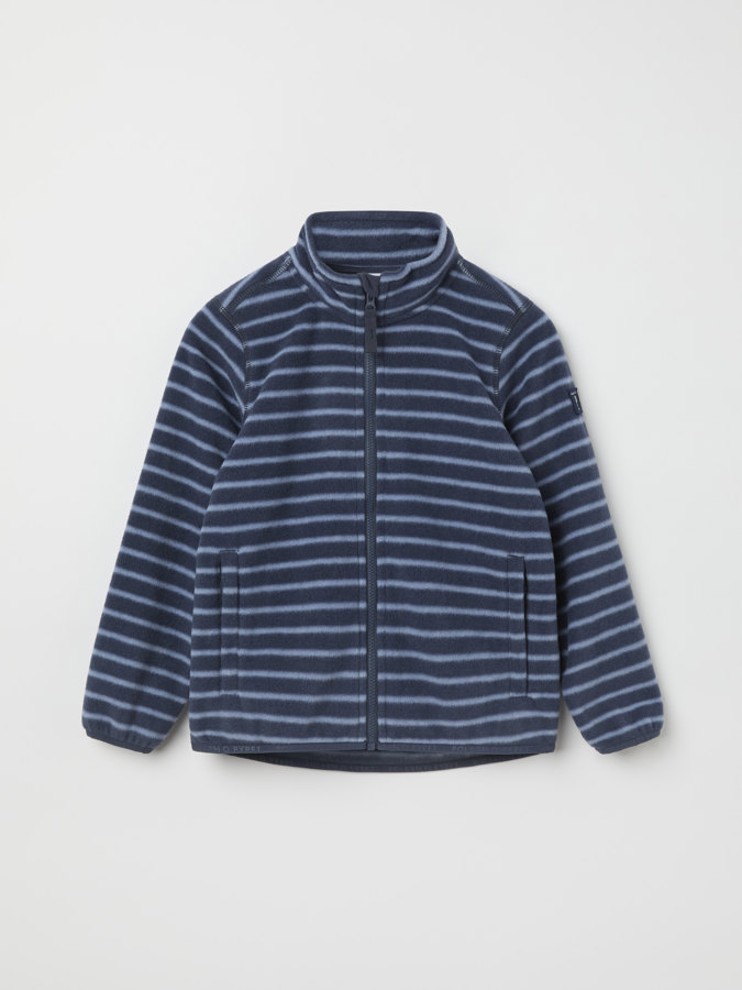 Striped fleece jacket with pockets