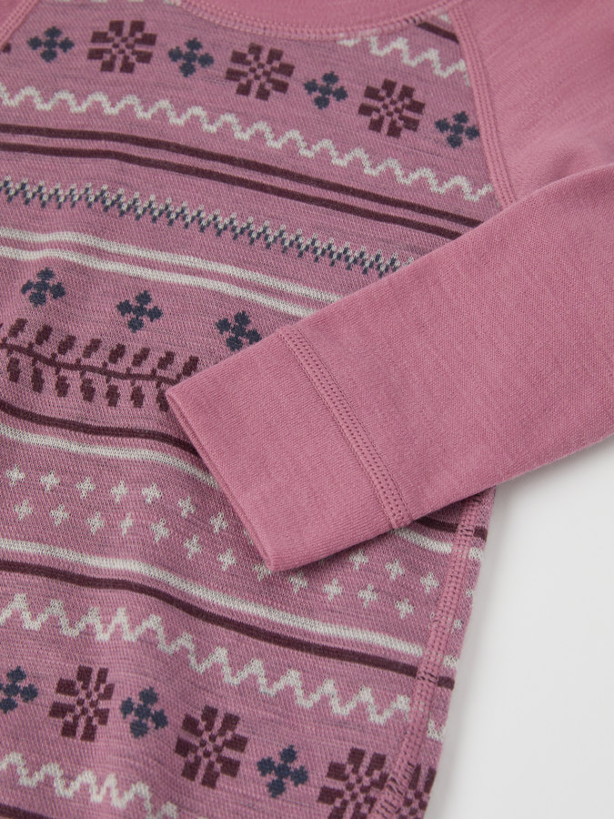 Long-sleeve babygrow in merino wool jacquard