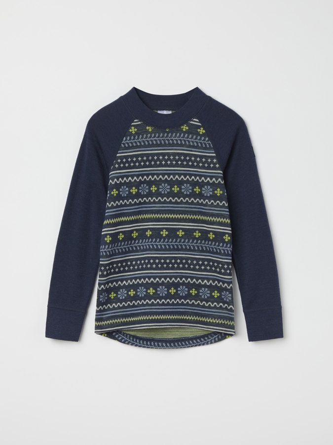 Long-sleeve base layer top in merino wool jacquard Long-sleeve base layer top in merino wool jacquard
