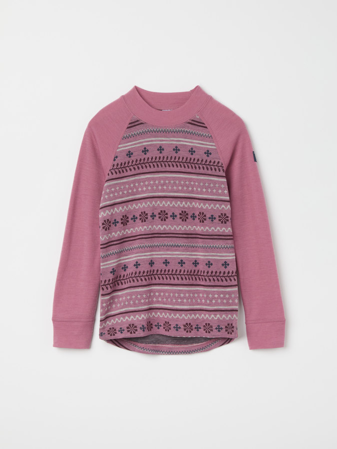 Long-sleeve base layer top in merino wool jacquard Long-sleeve base layer top in merino wool jacquard