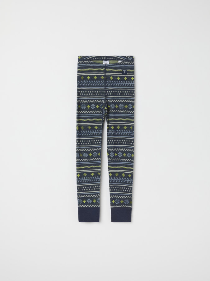 Long johns in merino wool jacquard