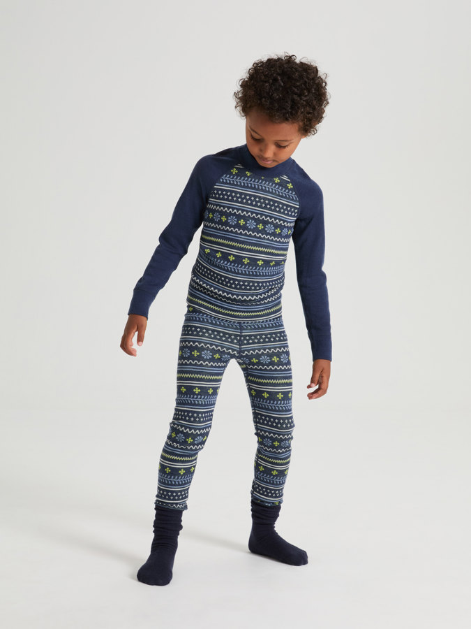 Long johns in merino wool jacquard