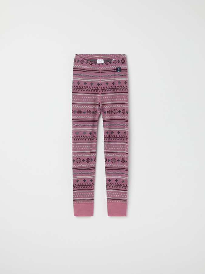 Long johns in merino wool jacquard
