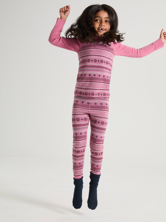 Long johns in merino wool jacquard