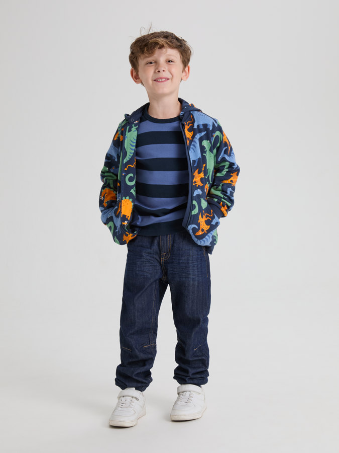 Hoodie with pouch pocket and dinosaur print