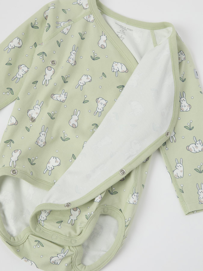 wraparound bodysuit with bunny print
