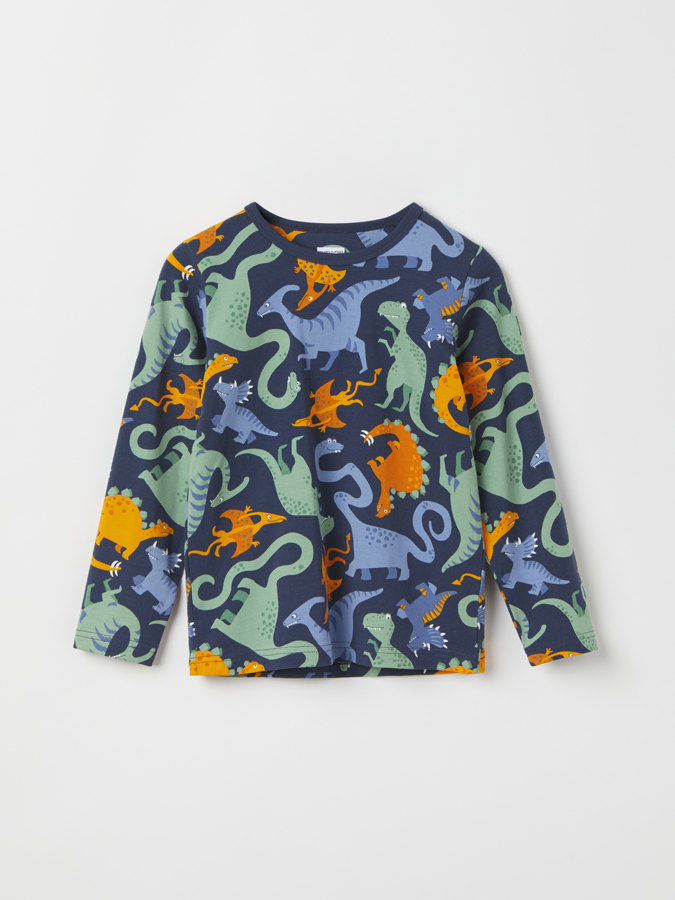 Long-sleeve top with dinosaur print