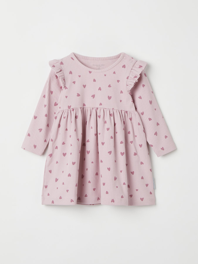 Ribbed dress with heart print
