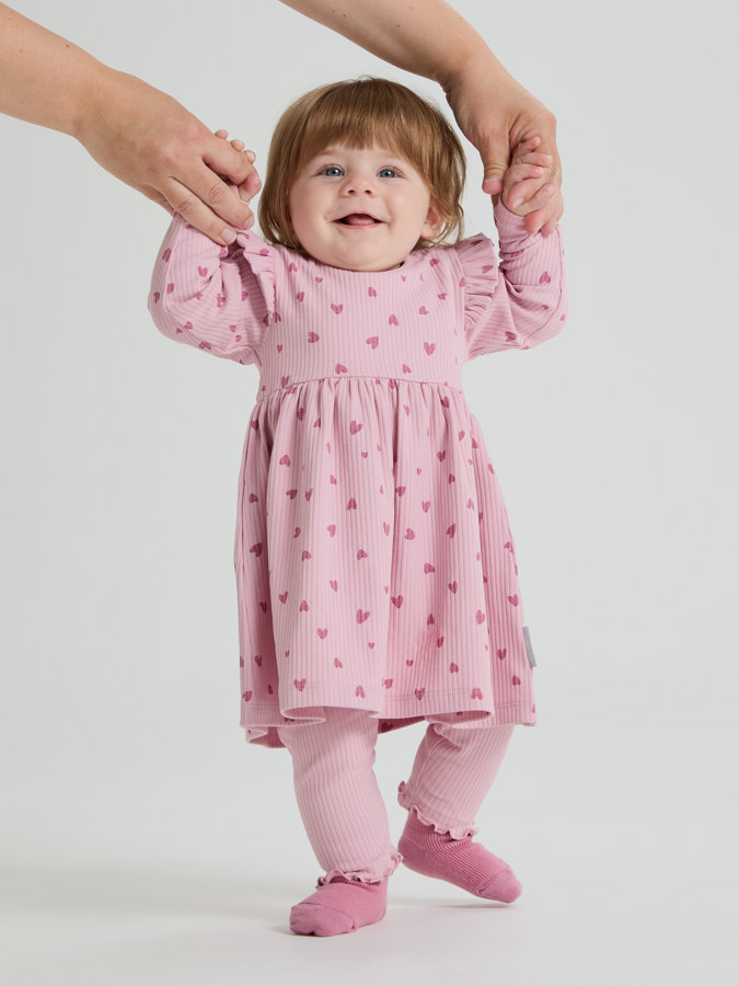 Ribbed dress with heart print Ribbed dress with heart print