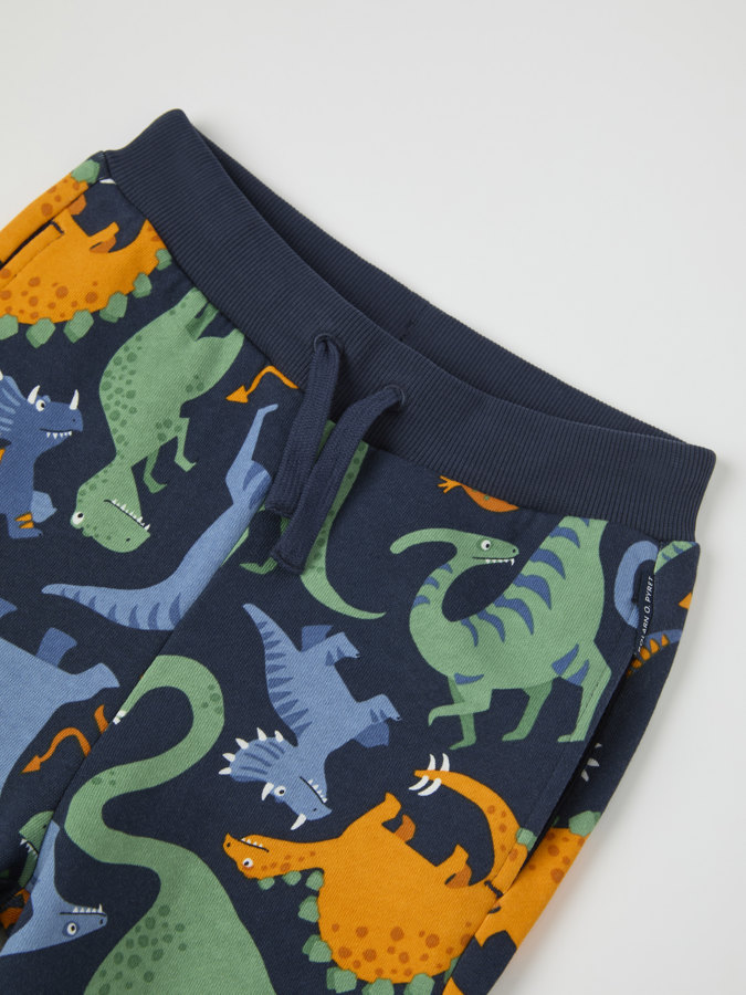 Sweatpants with pockets and dinosaur print