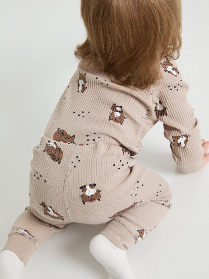 Ribbed knickers with lynx print