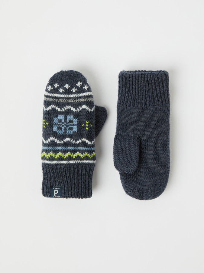Knitted lined gloves wool blend