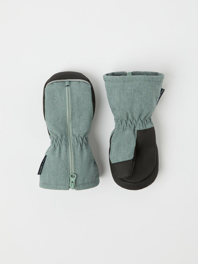 Padded mittens with zip