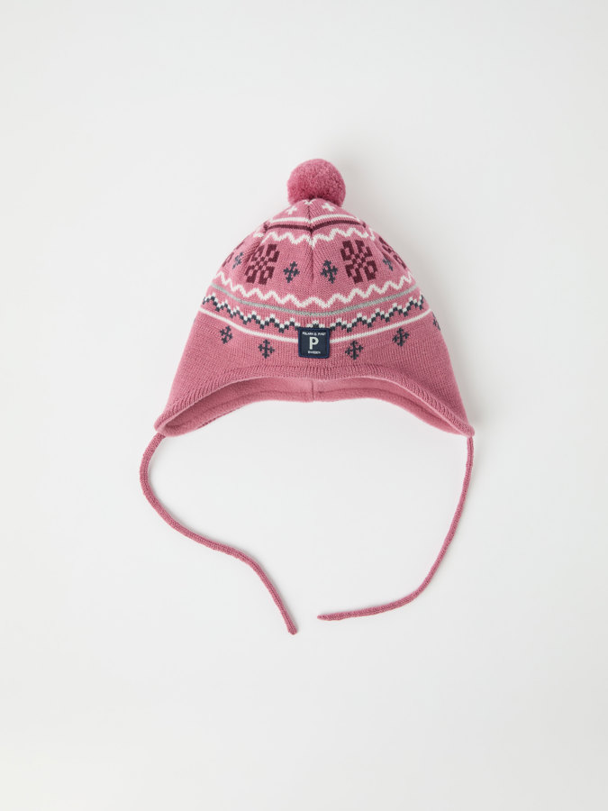 Windproof fleece lined hat in wool blend jacquard