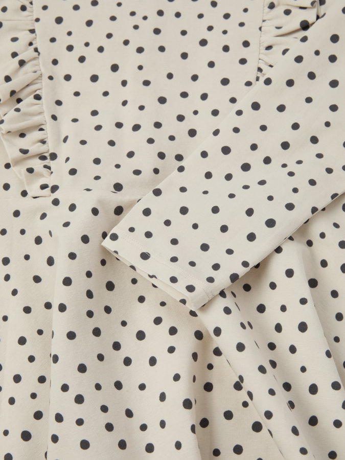 Spotted long-sleeve twirl dress