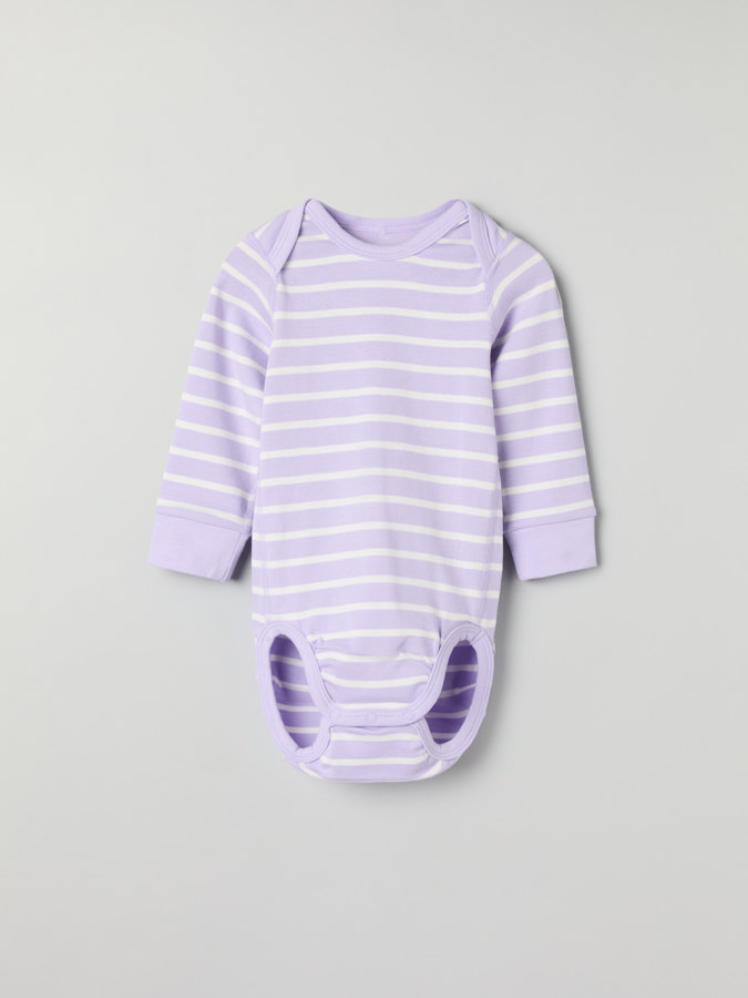 Stripey babygrow with envelope neckline
